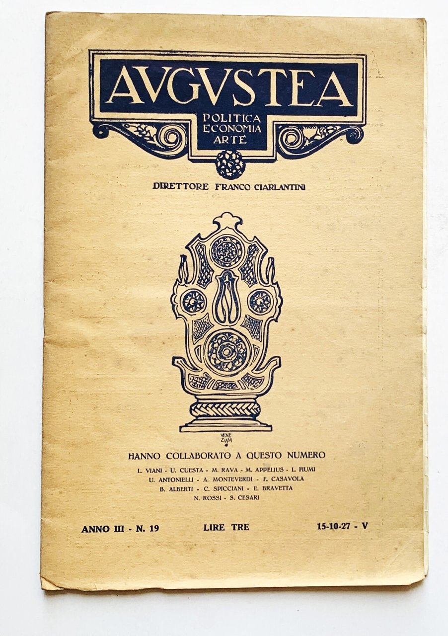 Augustea. Politica - Economia - Arte (Anno III - N. … | Immagine principale