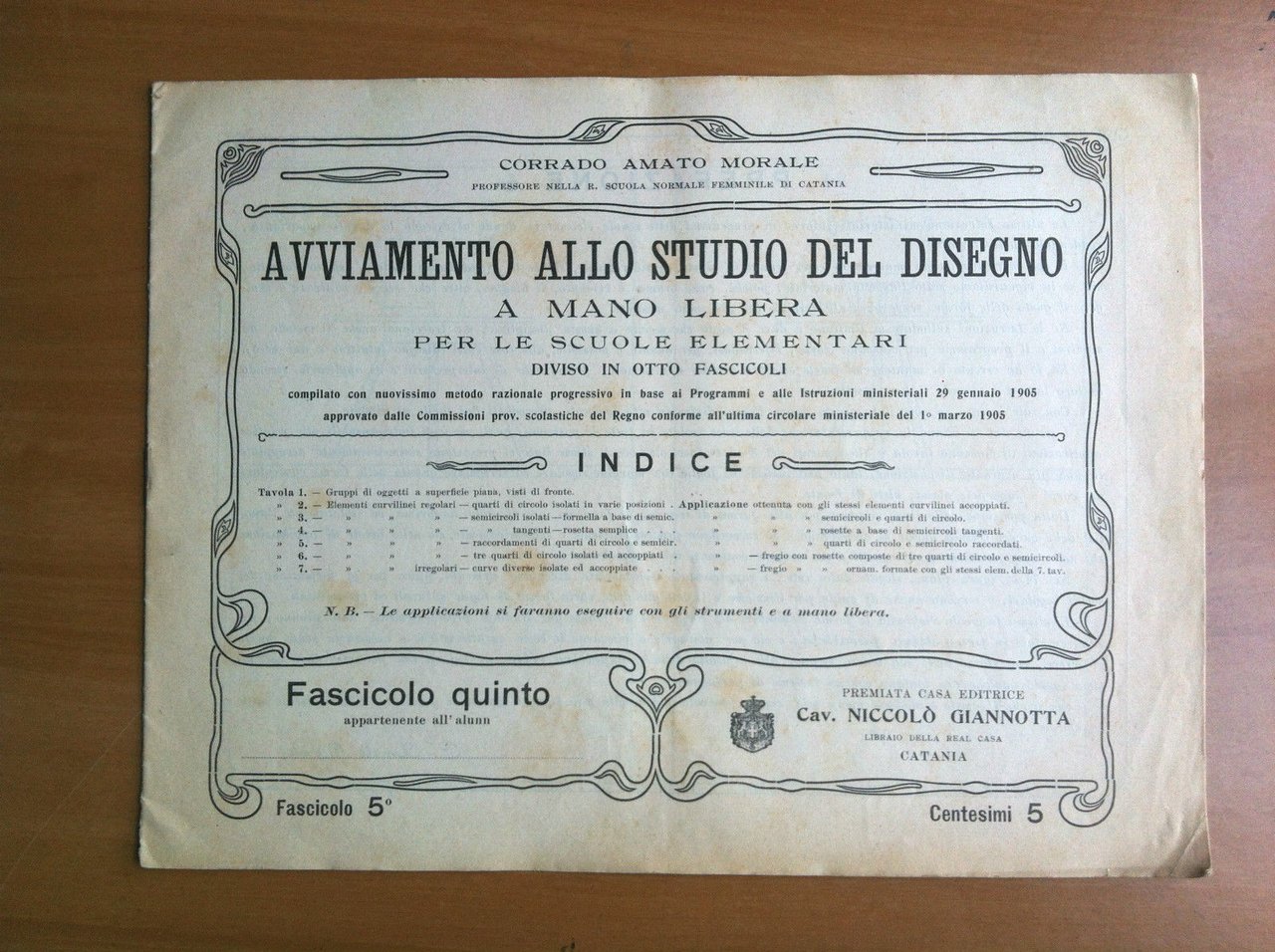 Avviamento allo studio del disegno a mano libera Fascicolo 5^ …