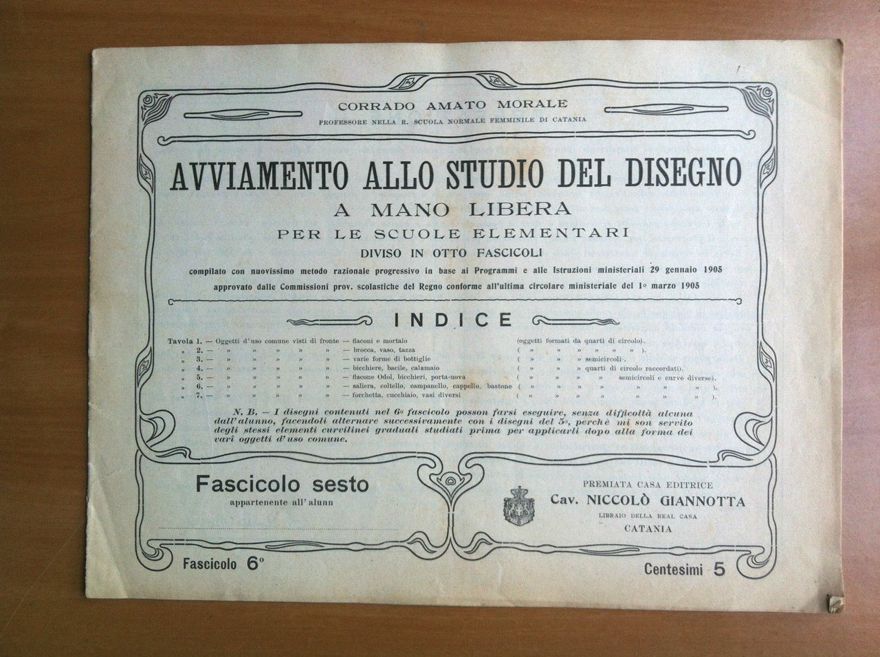 Avviamento allo studio del disegno a mano libera Fascicolo 6^ …