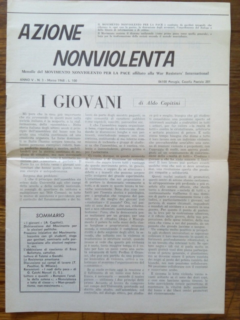 Azione Nonviolenta mensile del movimento - Marzo 1968