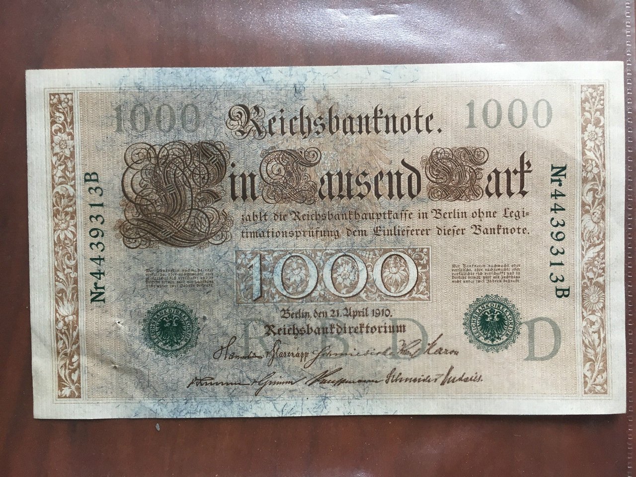 Banconota originale 1.000 Marchi Tedeschi 1910 - E22016