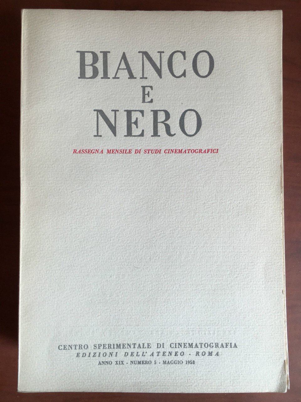 Bianco e Nero Anno XIX n^ 5 Maggio 1958 - … | Immagine principale