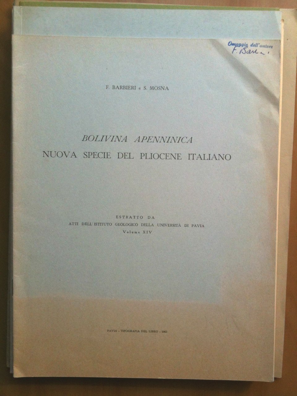 Bolivina appenninica nuova specie Pliocene italiano 1963
