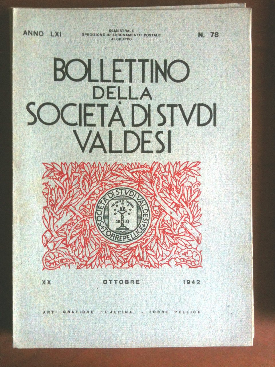 Bollettino della Società di Studi Valdesi n^ 78 Ottobre 1942
