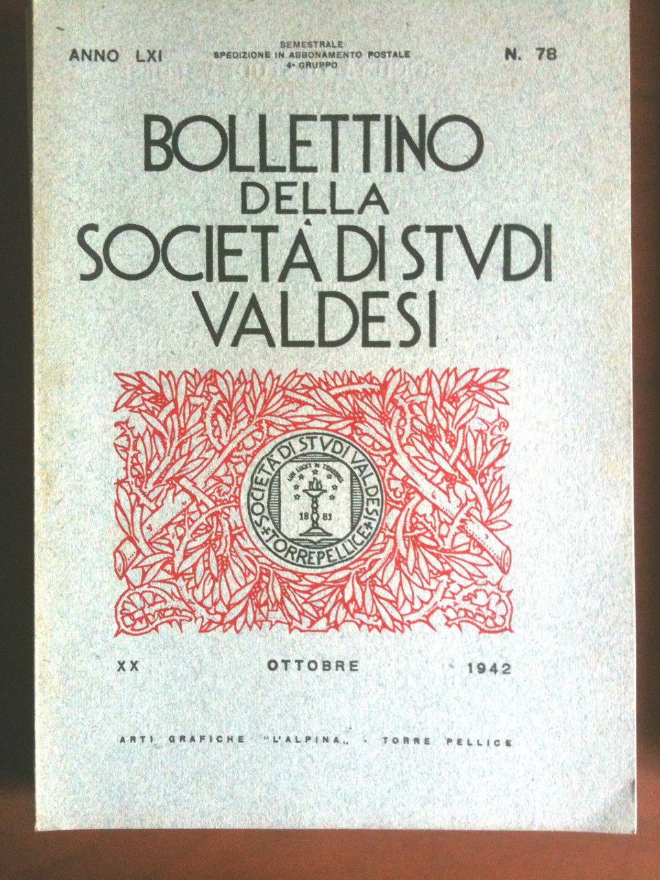 Bollettino della Società di Studi Valdesi n^ 78 Ottobre 1942