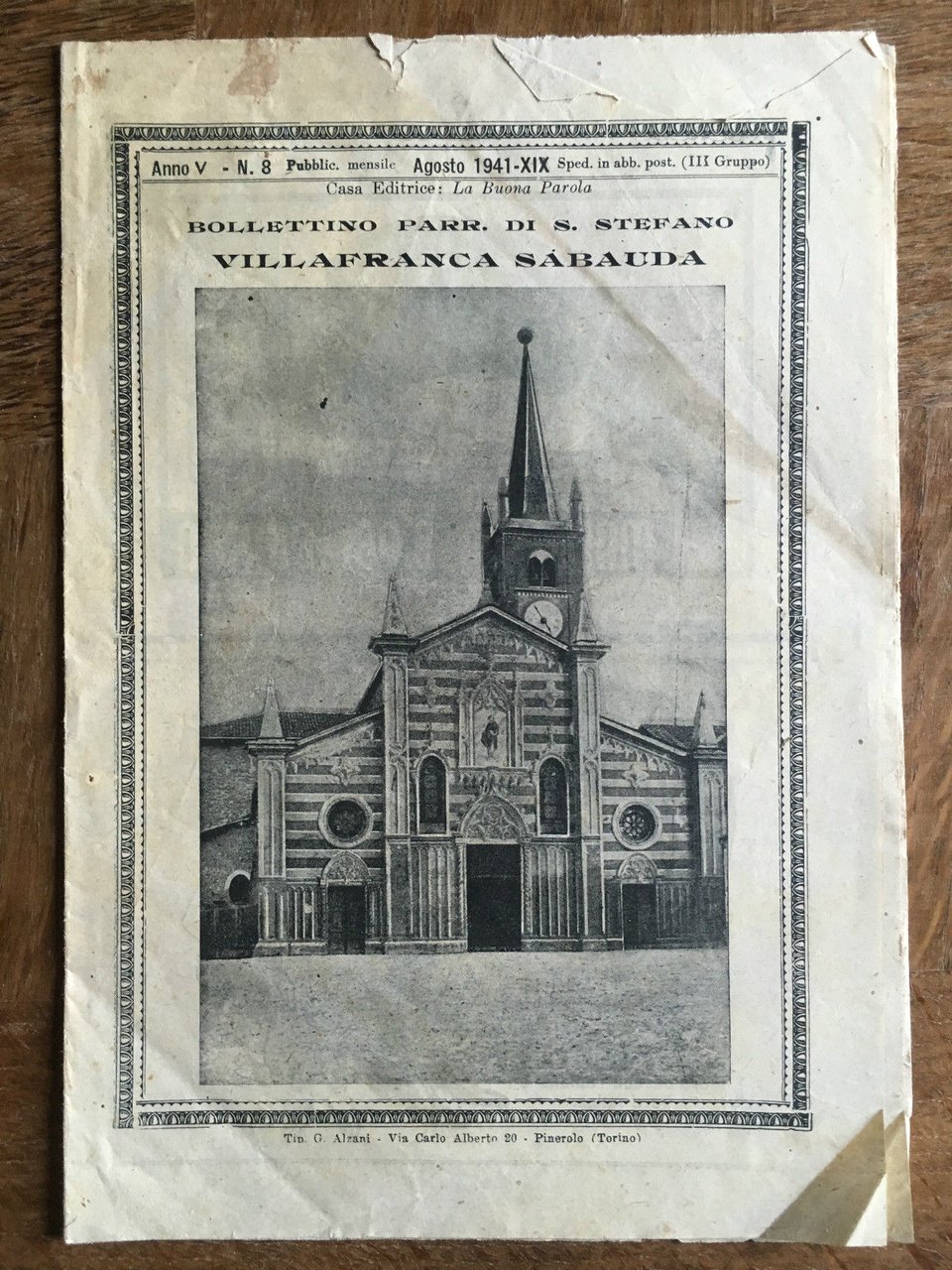Bollettino Parrocchiale di S. Stefano Villafranca Sabauda 1941 - E21971