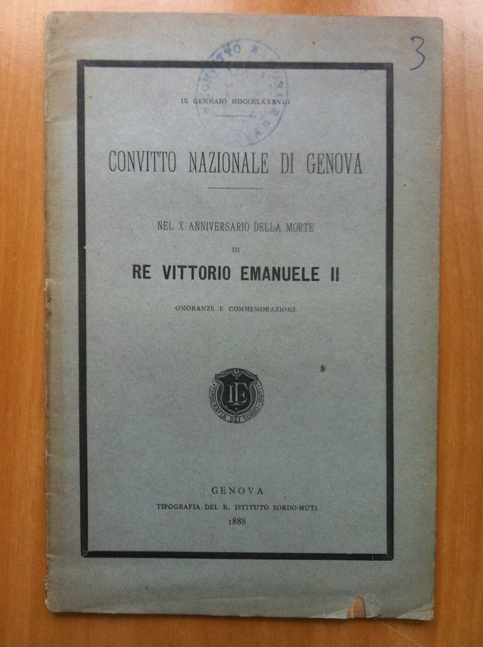 Brossura Convitto Naz. Genova X annivers. morte Re Vittorio Emanuele … | Immagine principale