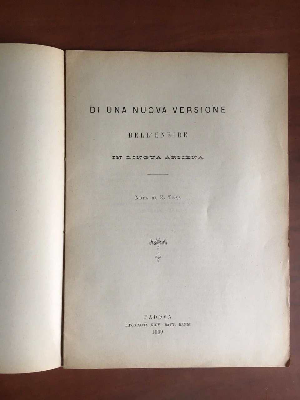 Brossura di una nuova versione dell'Eneide in lingua Armena 1909 …