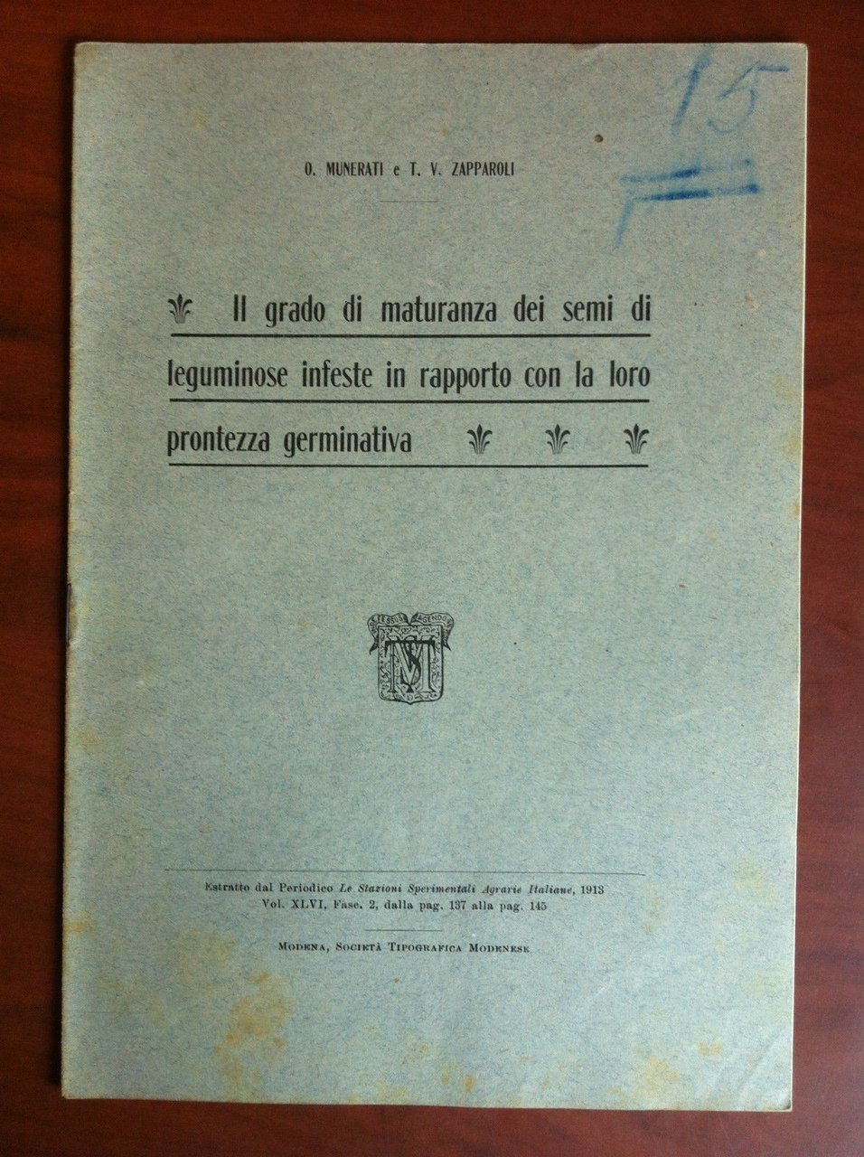 Brossura Grado maturanza semi leguminose infeste 1913 - E17842