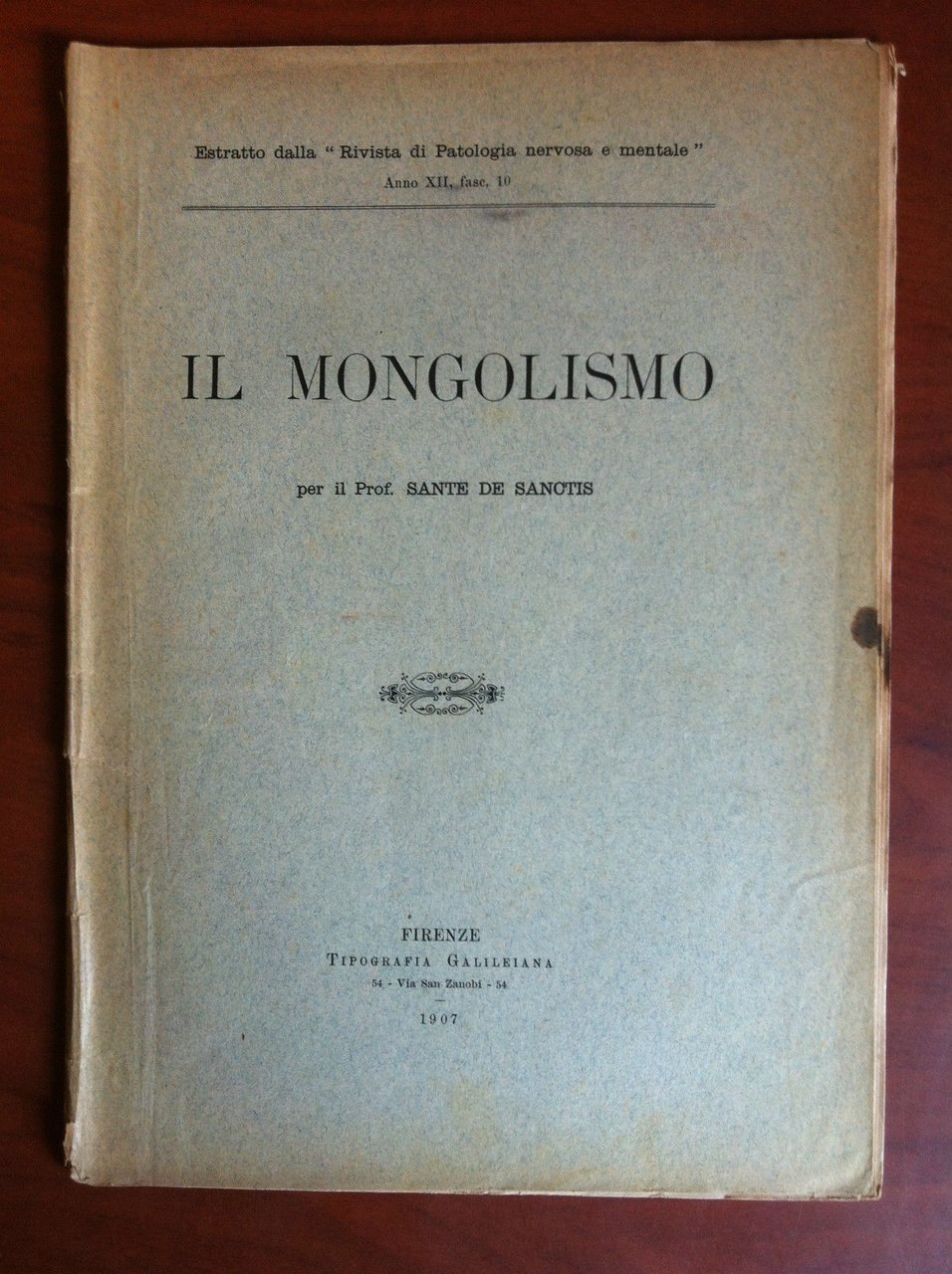 Brossura Il Mongolismo Prof De Sanctis 1907 - E17830
