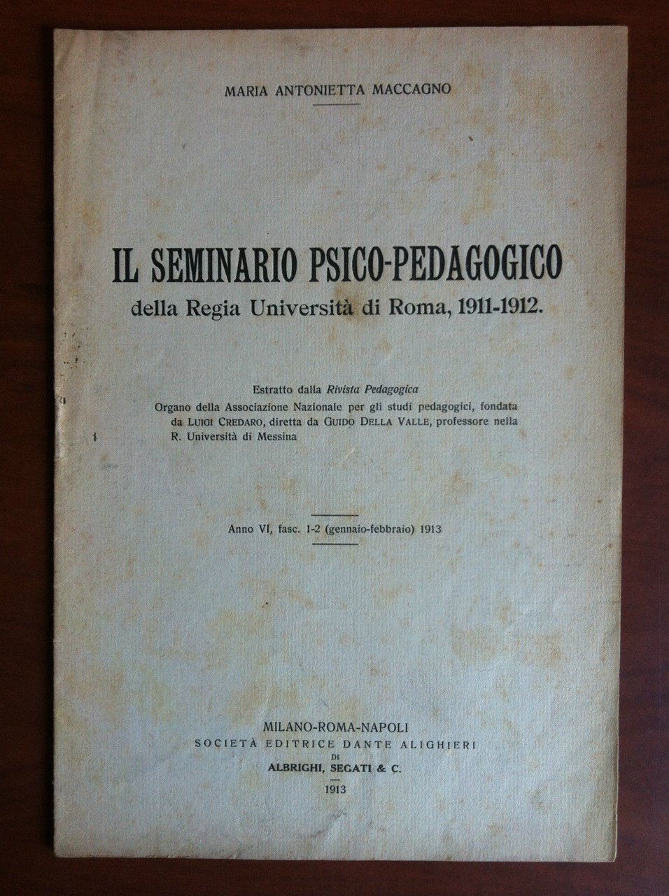 Brossura Il seminario psico-pedagogico M.A. Maccagno 1913 - E17808