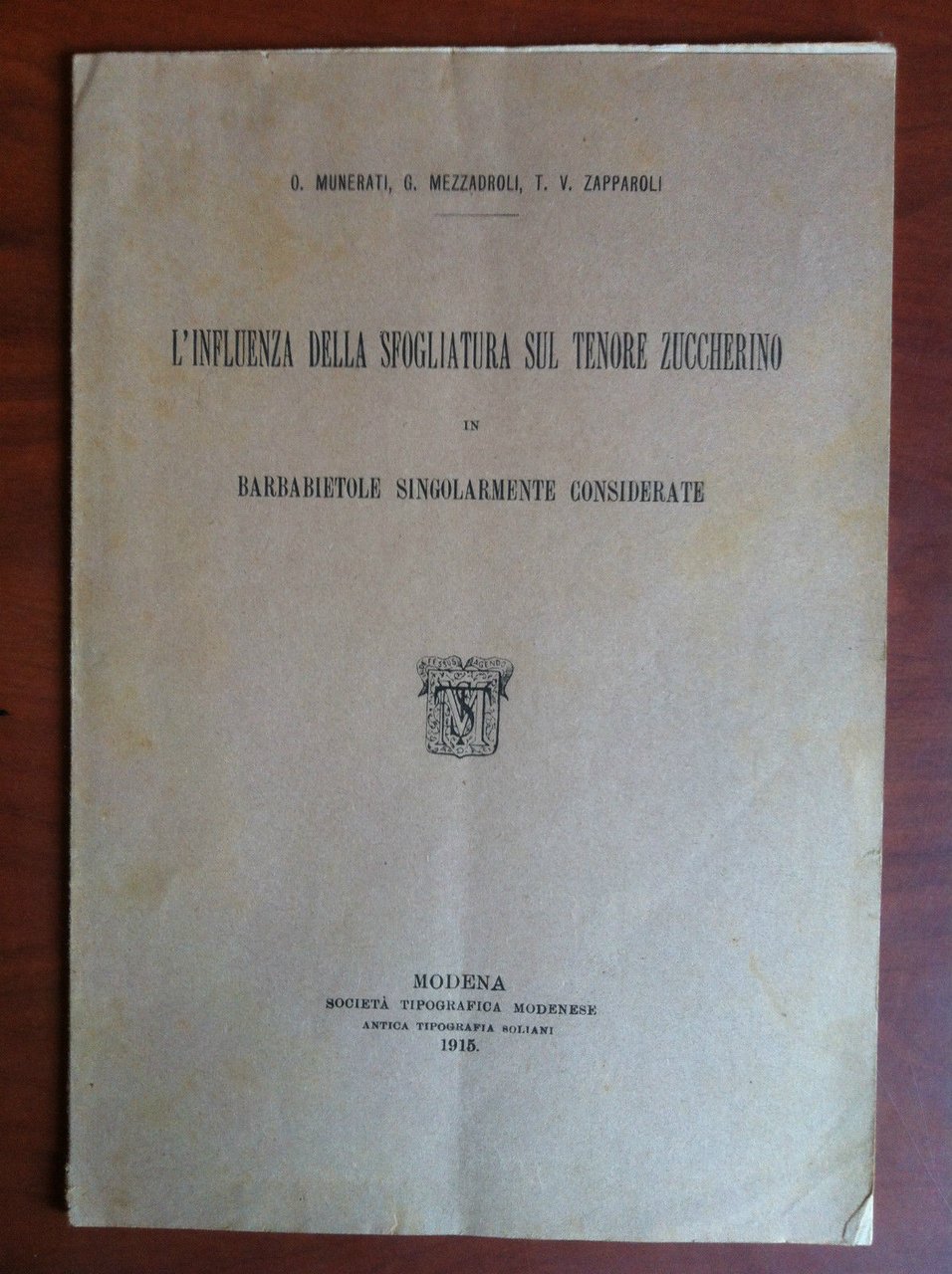 Brossura Influenza della sfogliatura tenore zuccherino barbabietole 1915- E17837
