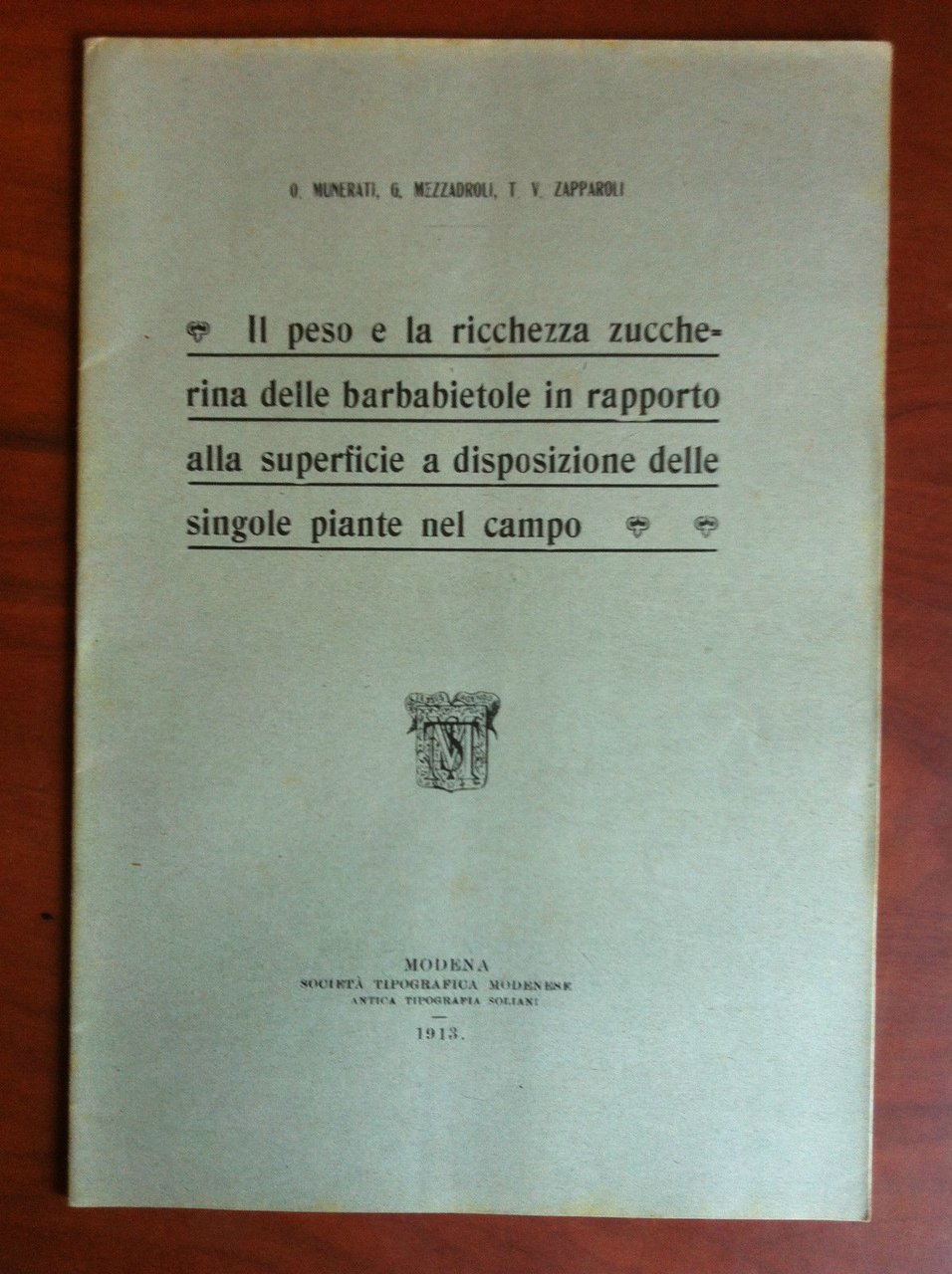 Brossura Peso e ricchezza zuccherina barbabietole 1913 - E17836