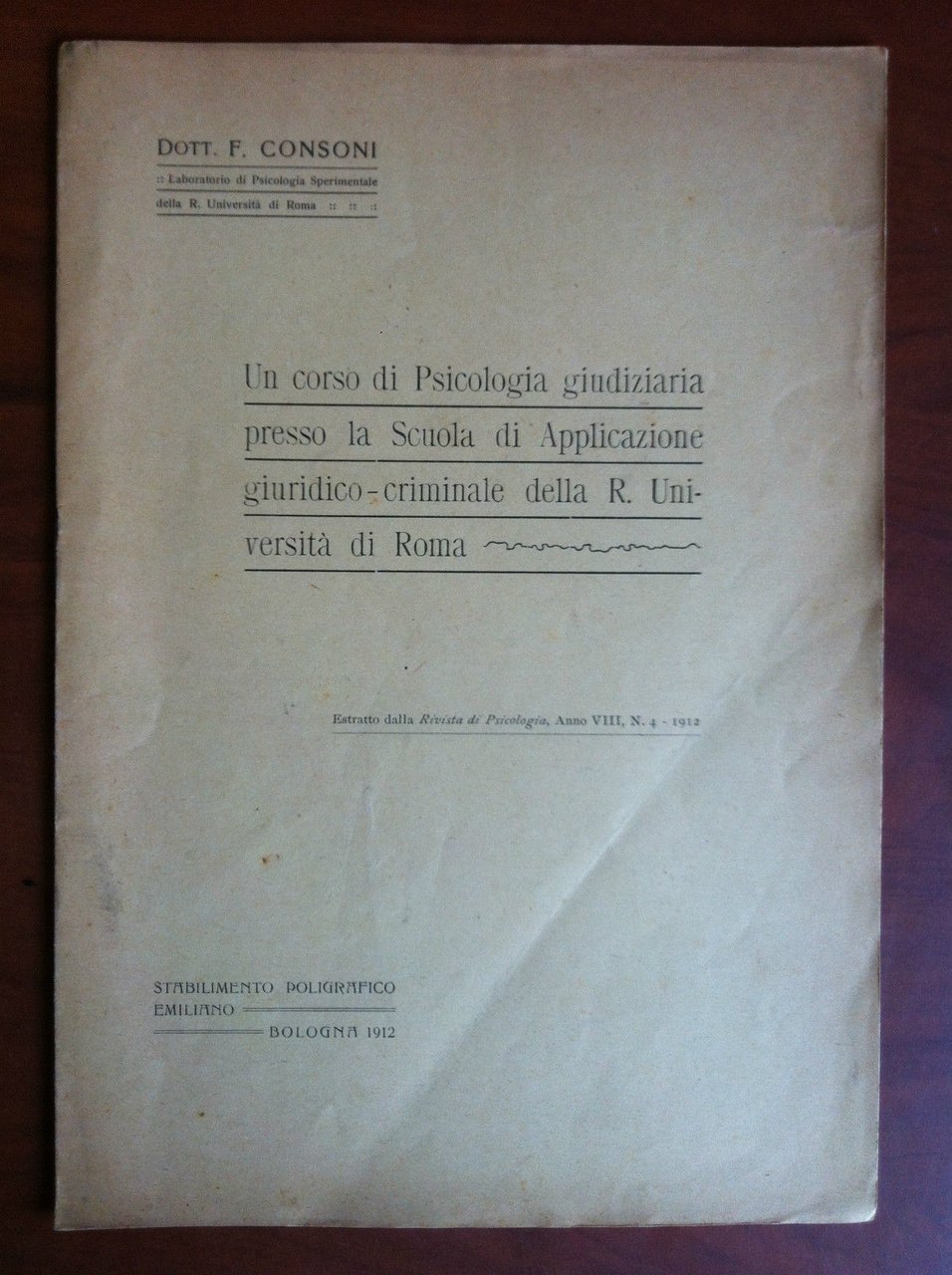 Brossura Psicologia giudiziaria Scuola applicazione giuridico-criminale - E17817