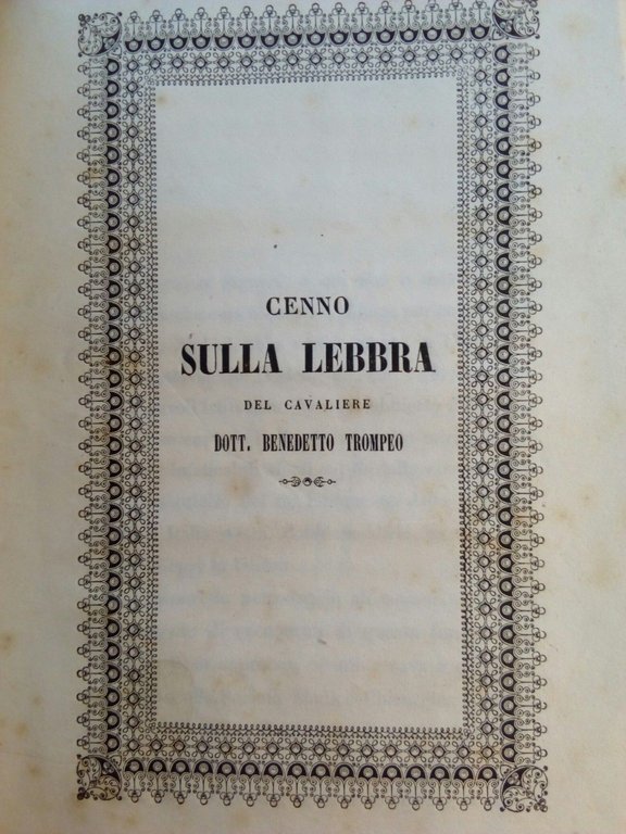 Brossure rilegate Sulle pestilenze e contumace - Cenno sulla Lebbra …