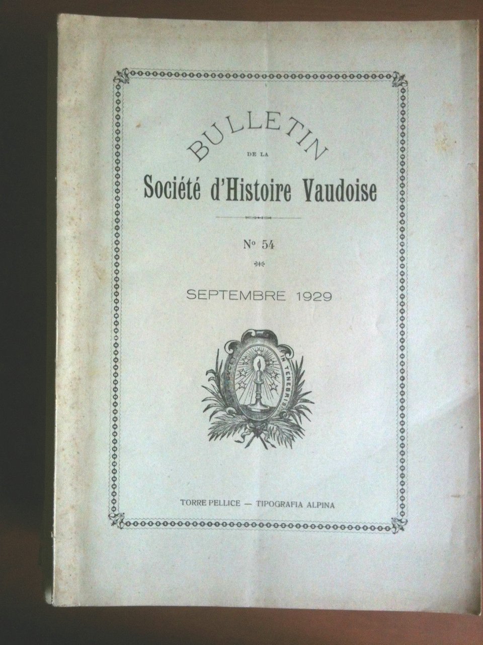Bulletin de la Société d'Histoire Vaudoise Septembre 1929 n^ 54 … | Immagine principale