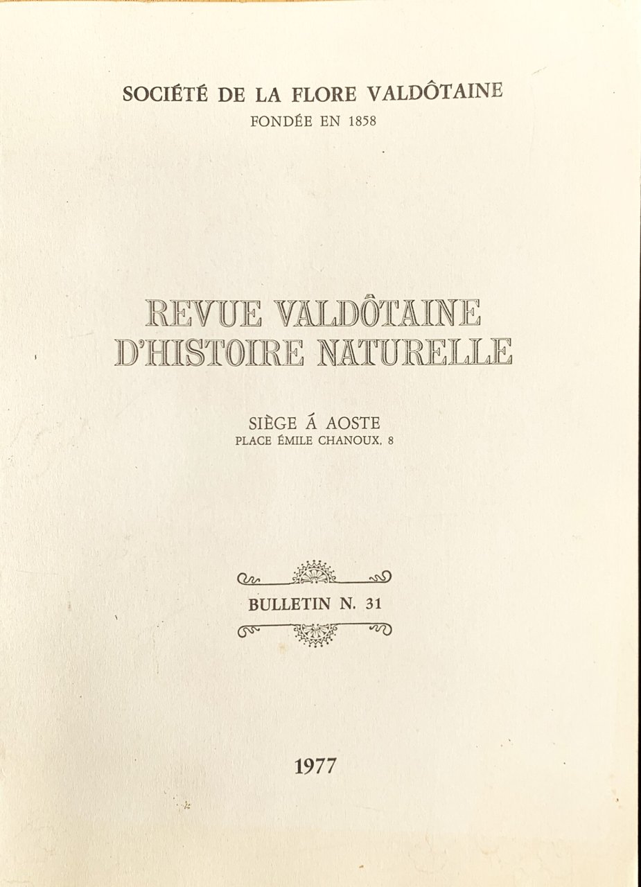 Bulletin Société de la Flore Valdôtane (N. 31 - 1977)