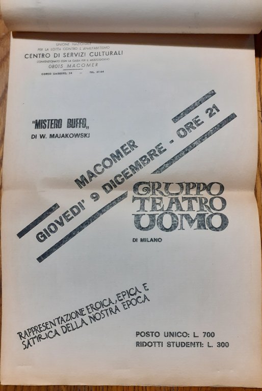 C.S.C. Macomer "Mistero Buffo" di W. Majahowskj dicembre 1971