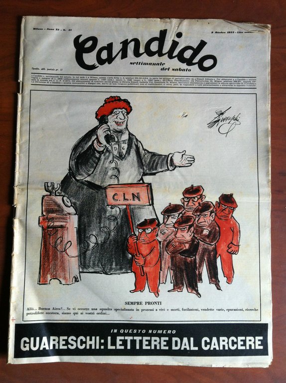 Candido Anno XI n^ 41 - 9 Ottobre 1955 Direttore Giovannino Guareschi