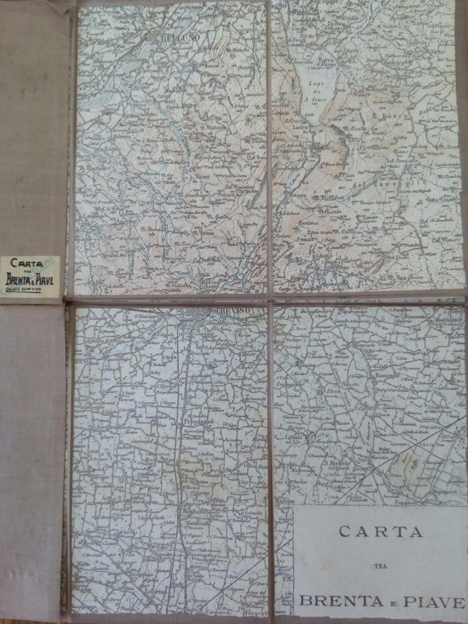 Carta geografica intelata Brenta e Piave Timbro Capitano Perino inizi …