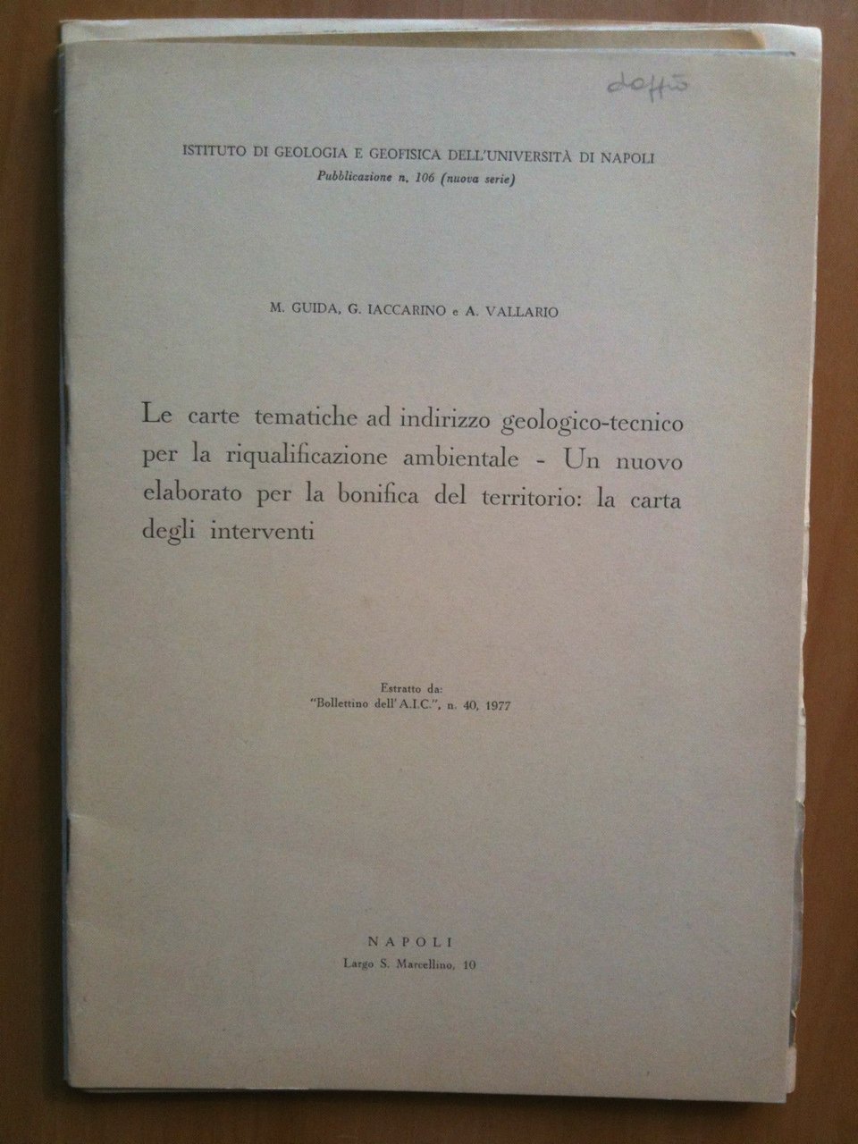 Carte riqualificazione ambientale bonifica territorio: carta interventi 1977 | Immagine principale