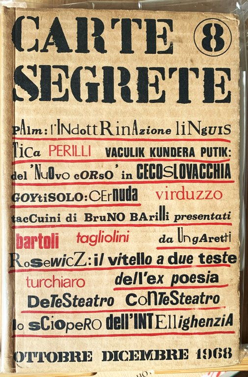 CARTE SEGRETE rivista trimestrale di lettere e arti (anno II - OTTOBRE-DICEMBRE 1968 - n. 8)