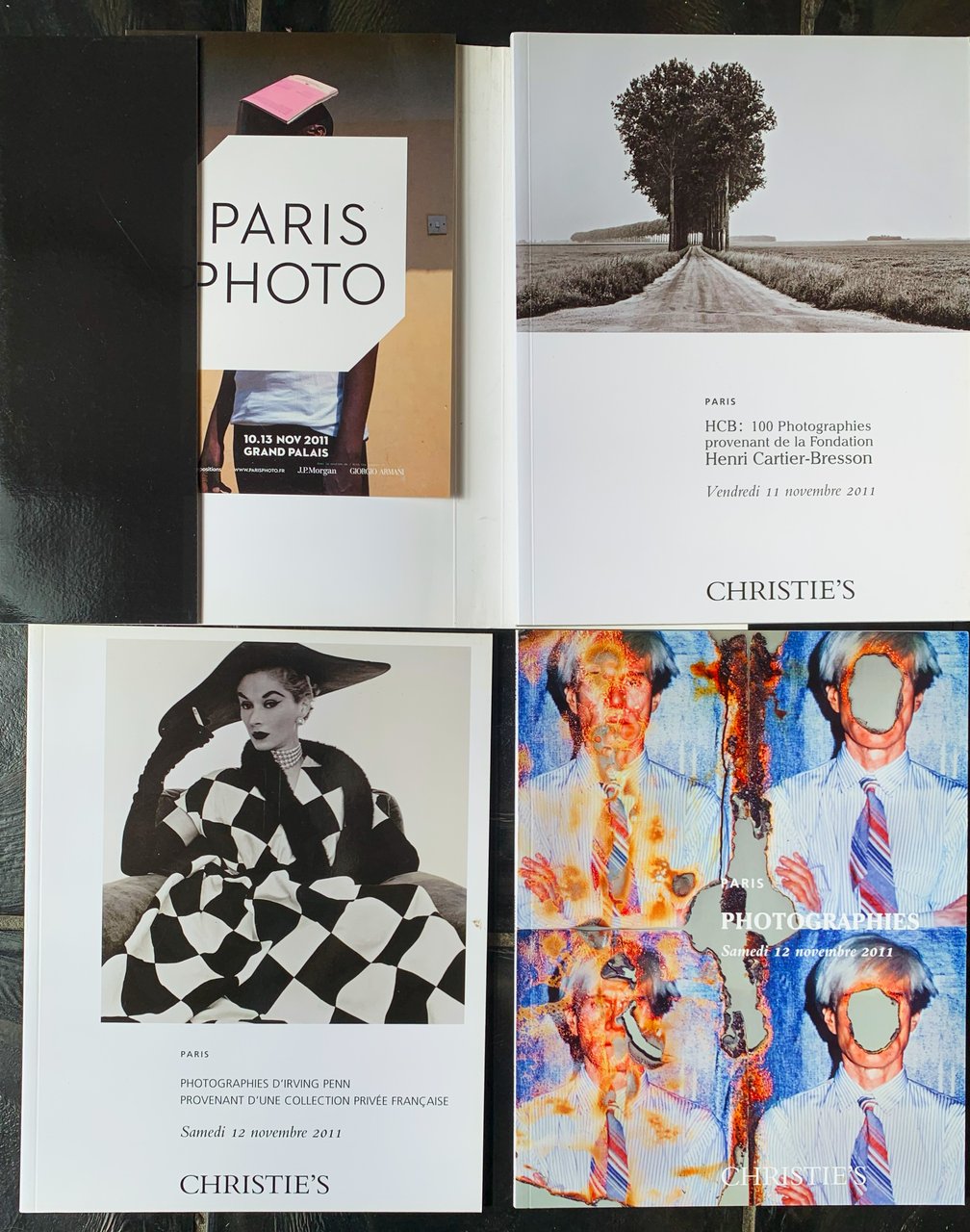 Cartellina contenente tre cataloghi auction Christie's Photographies