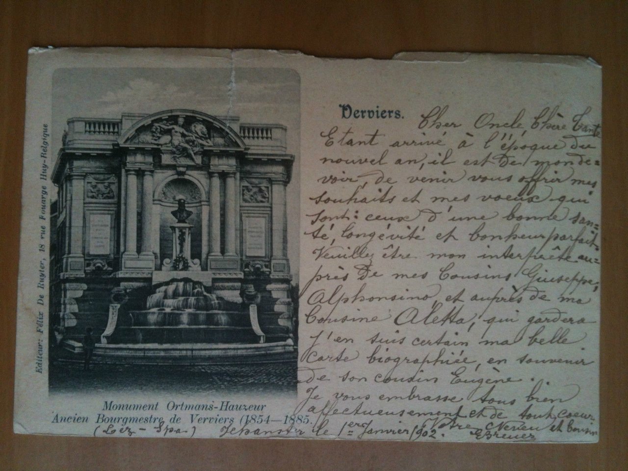 Cartolina Carte postale inizi '900 Belgio Belgique Verviers - viaggiata