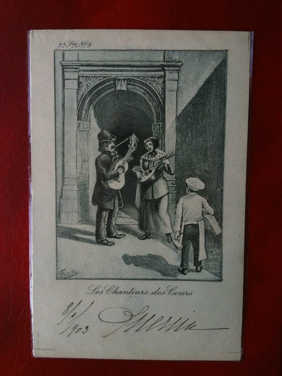 Cartolina/Carte postale inizi '900 Francia Paris Chanteurs Cours non viaggiata