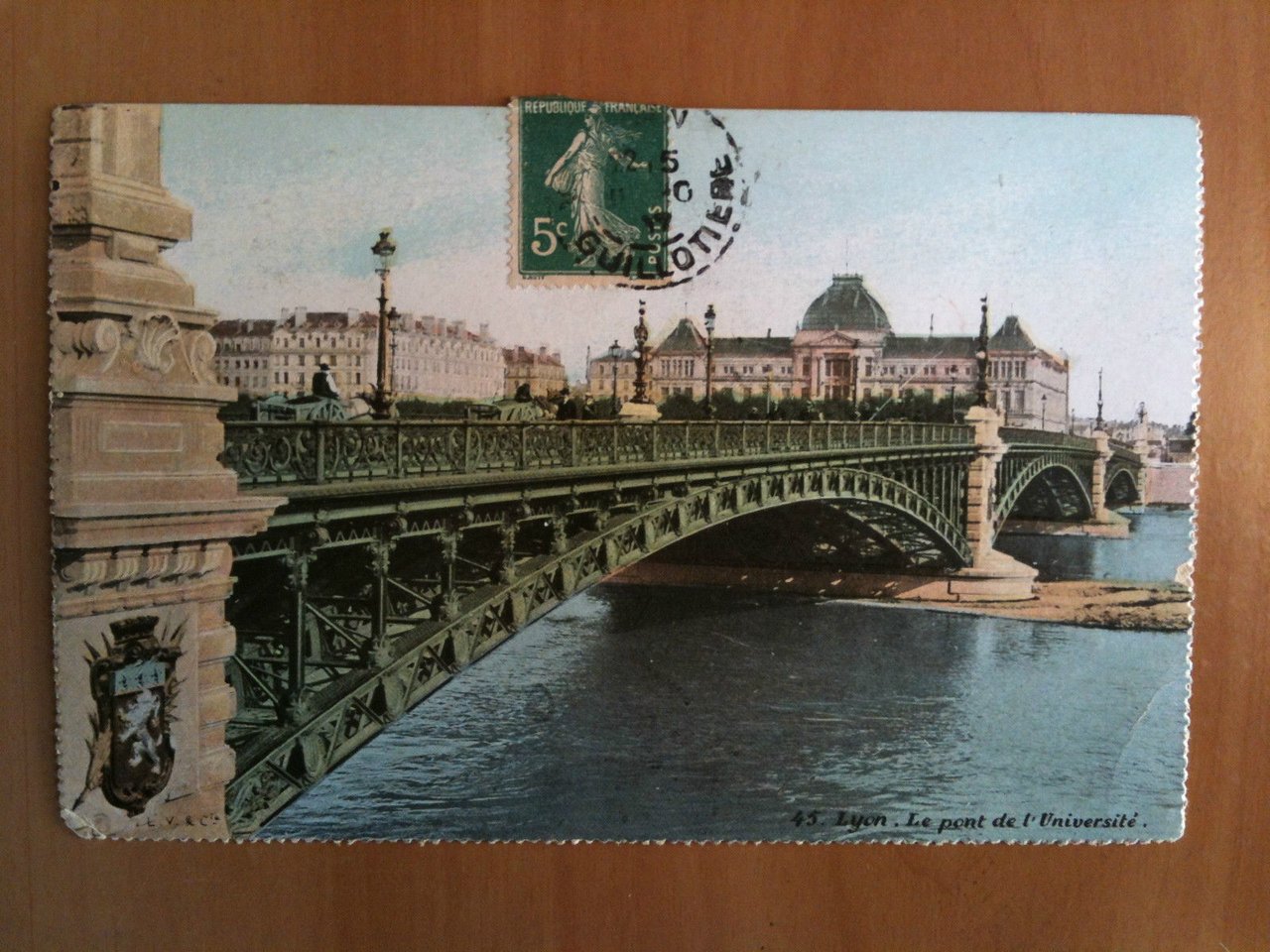 Cartolina/Carte postale inizi '900 Lyon Le pont de l'Université - …