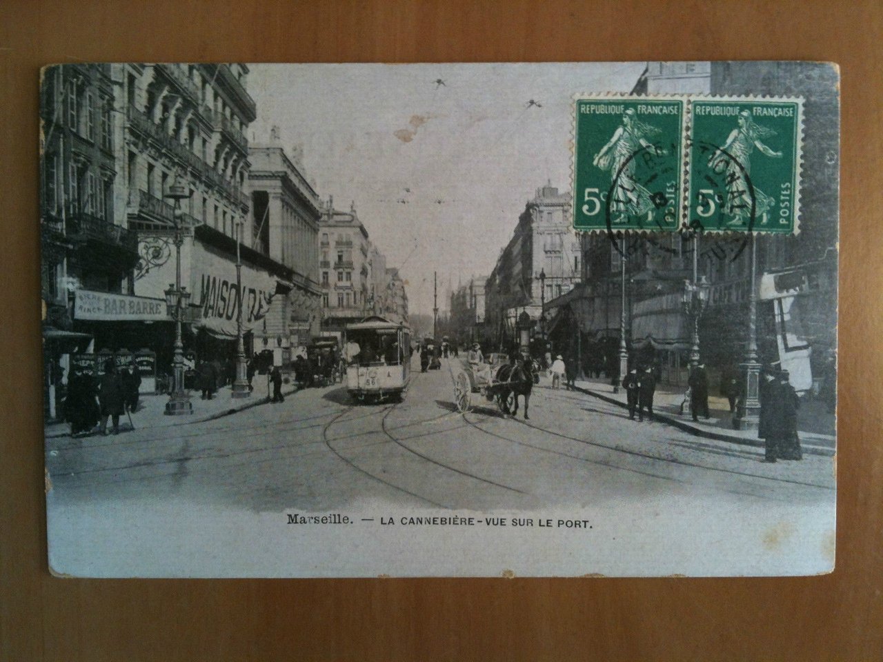 Cartolina/Carte postale inizi '900 Marseille La Cannebière vue port - …