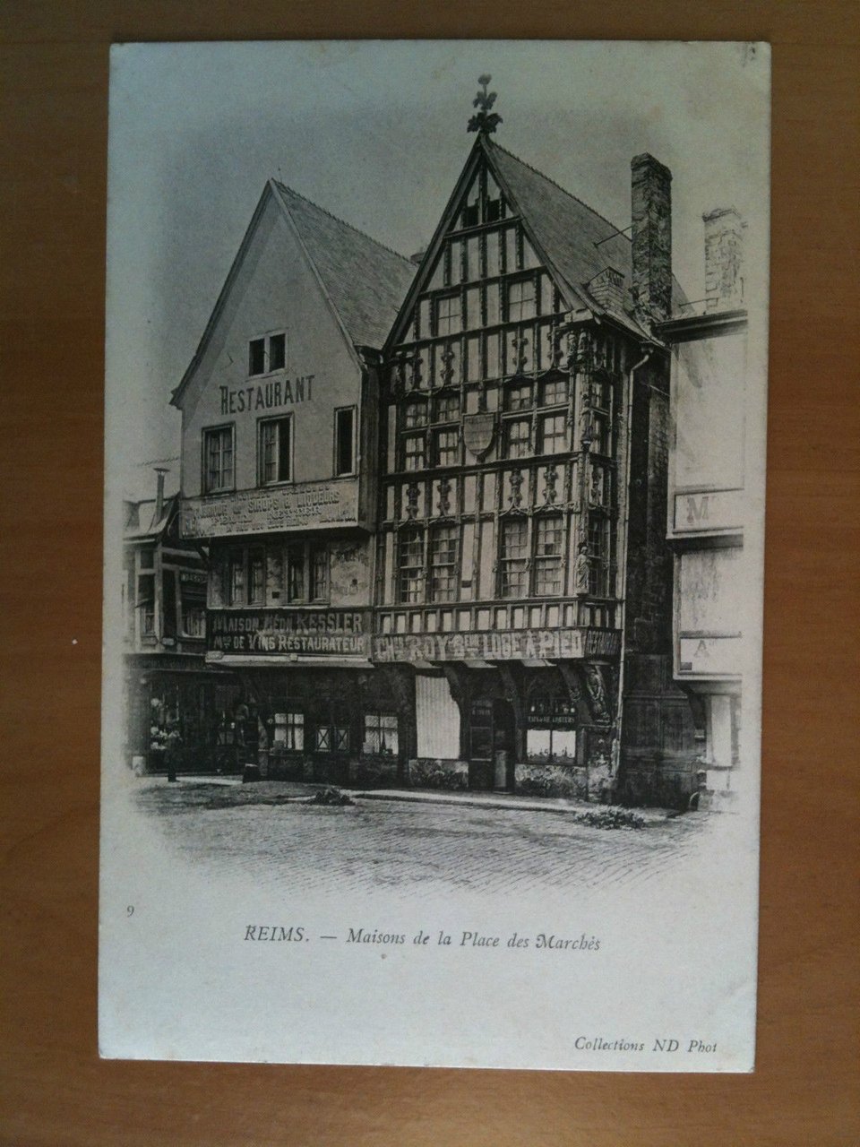 Cartolina/Carte postale inizi '900 Reims Maison de Place des Marchés …