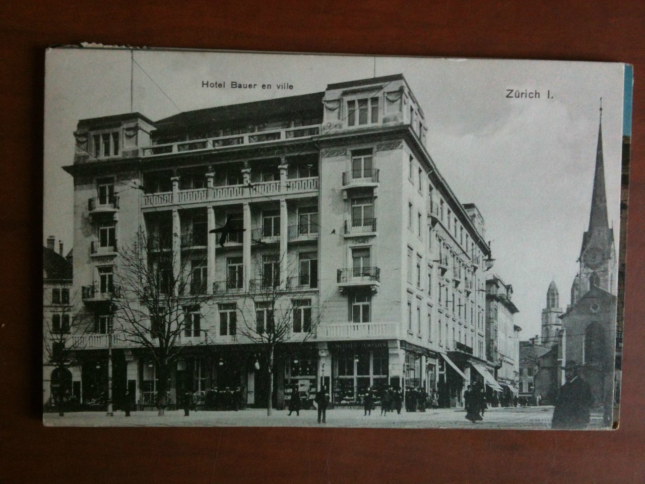 Cartolina/Carte postale inizi '900 Suisse Zurich Hotel Bauer en ville …