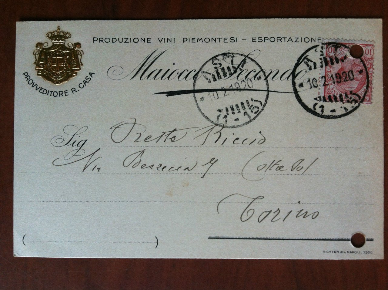 Cartolina commerciale originale Vini Maiocco 1920 - E19385