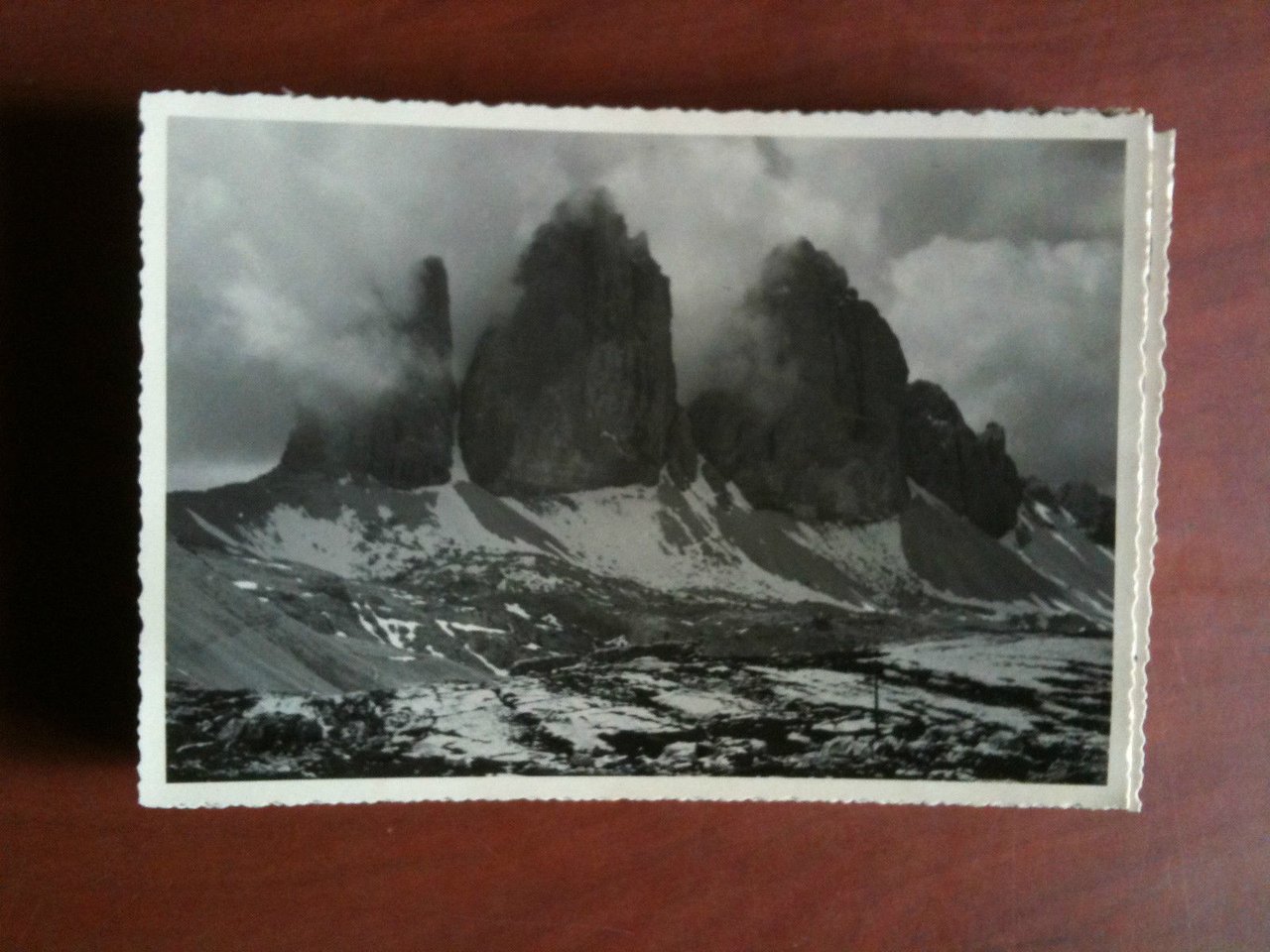 Cartolina fotografia vera anni '30 Le tre cime di Lavaredo