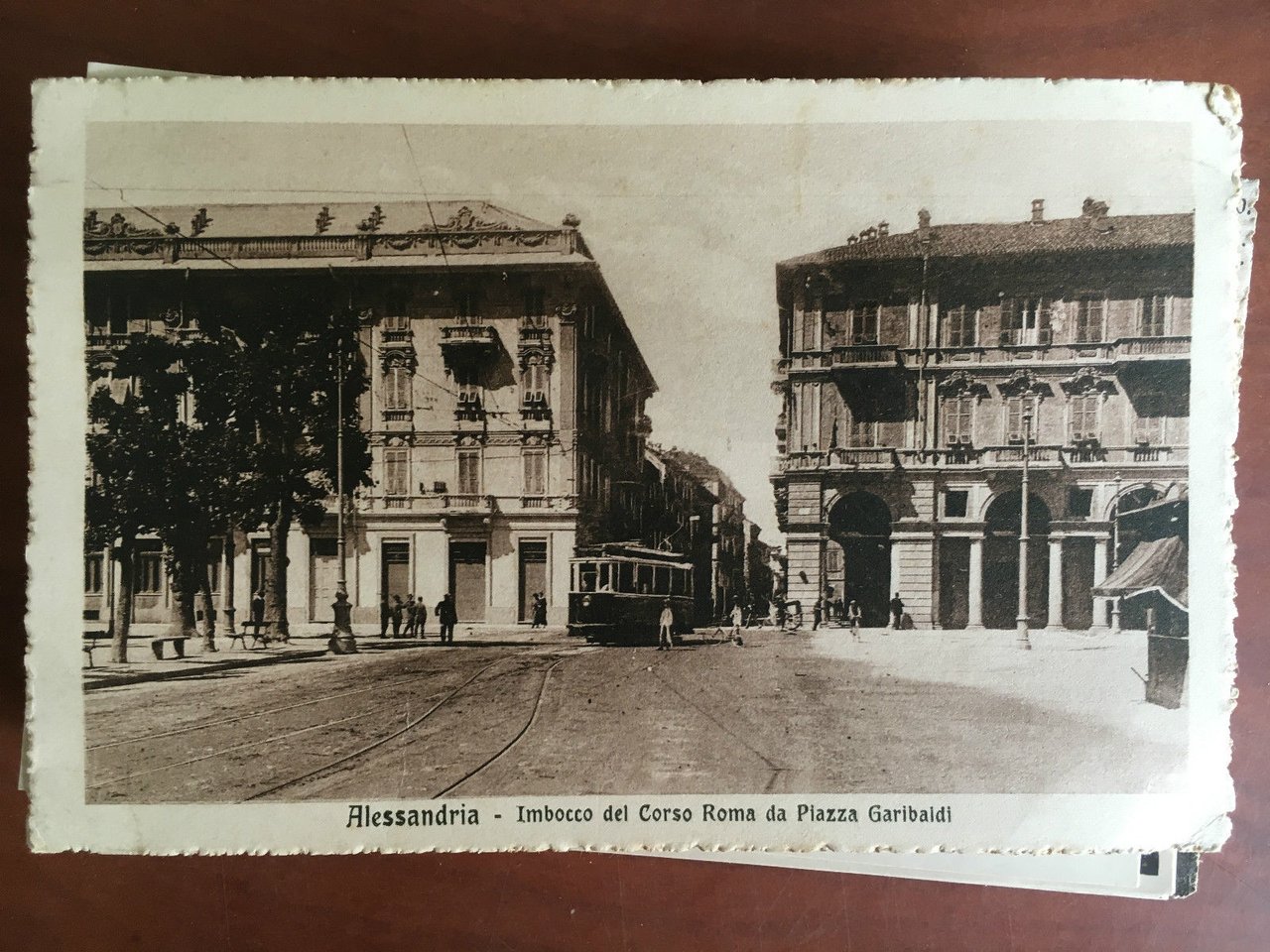 Cartolina inizi '900 Alessandria Piazza Garibaldi Corso Roma - E20785