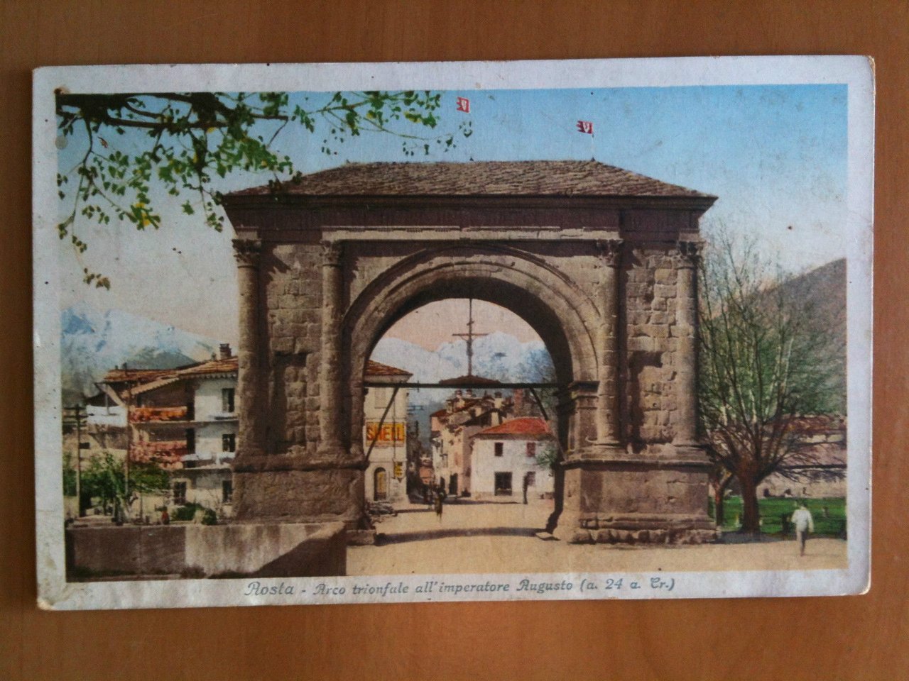 Cartolina inizi '900 Aosta Arco trionfale Imperatore Augusto - viaggiata