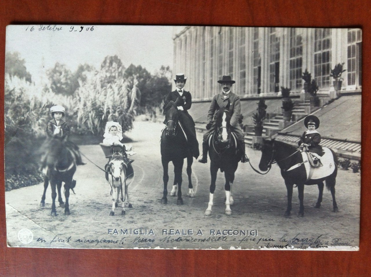 Cartolina inizi '900 Famiglia Reale a Racconigi viaggiata