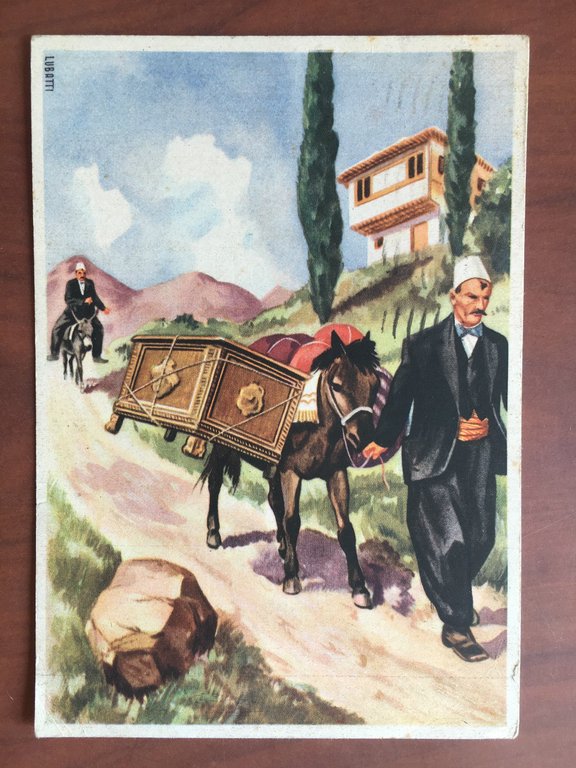 Cartolina originale inizi '900 Albania trasporto corredo sposa 1942 - E21995