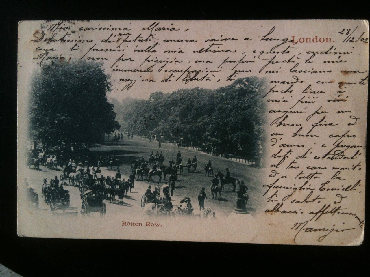 Cartolina Postcard primi/early '900 Londra London Rotten Row - viaggiata
