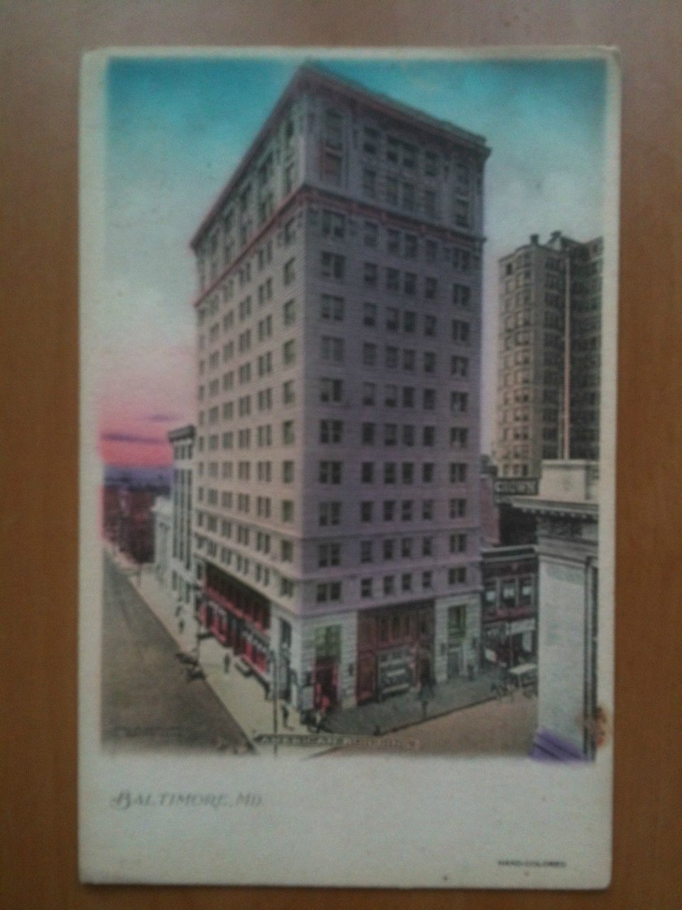 Cartolina Postcard primi/early '900 USA Baltimore Hand coloured non viaggiata