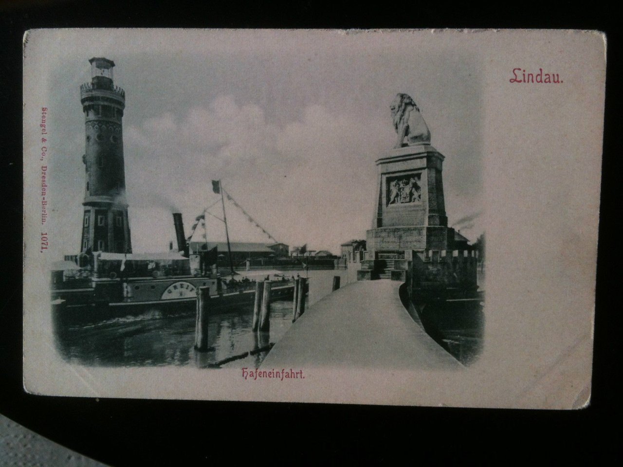Cartolina Postkarte primi '900 Germania Lindau Hafeneinfahrt - viaggiata
