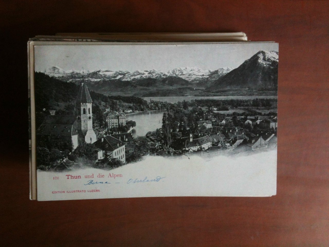 Cartolina Postkarte primi '900 Schweiz Thun und die Alpen - …
