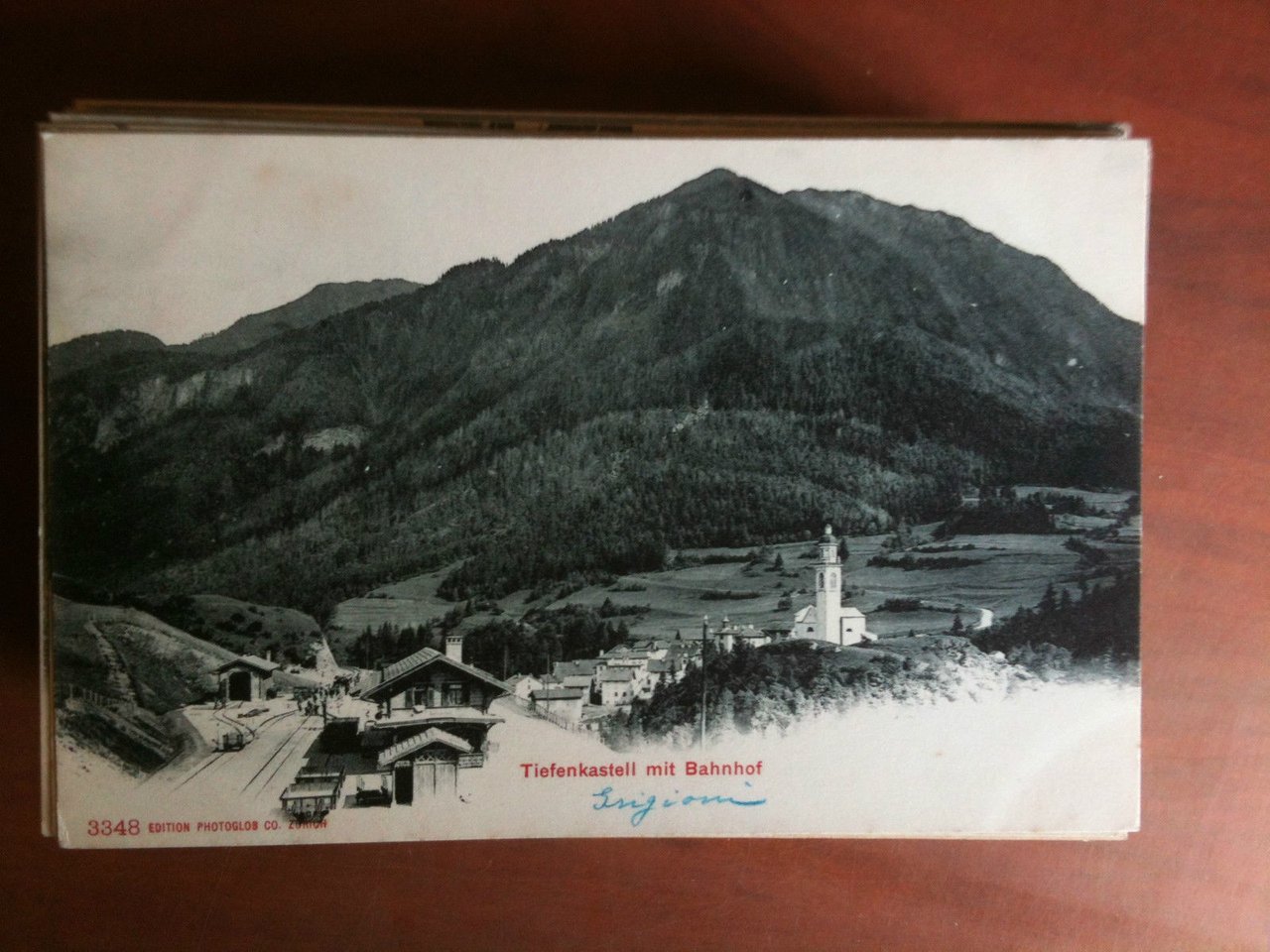 Cartolina Postkarte primi '900 Schweiz Tiefenkastell mit Bahnhof - non …