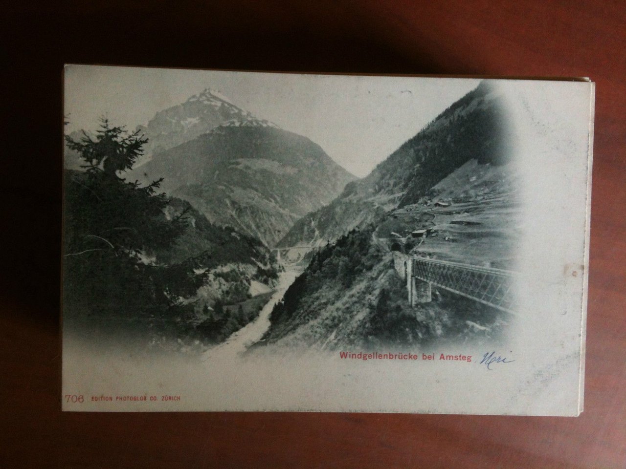 Cartolina Postkarte primi '900 Schweiz Windgellebrucke Amsteg - non viaggiata