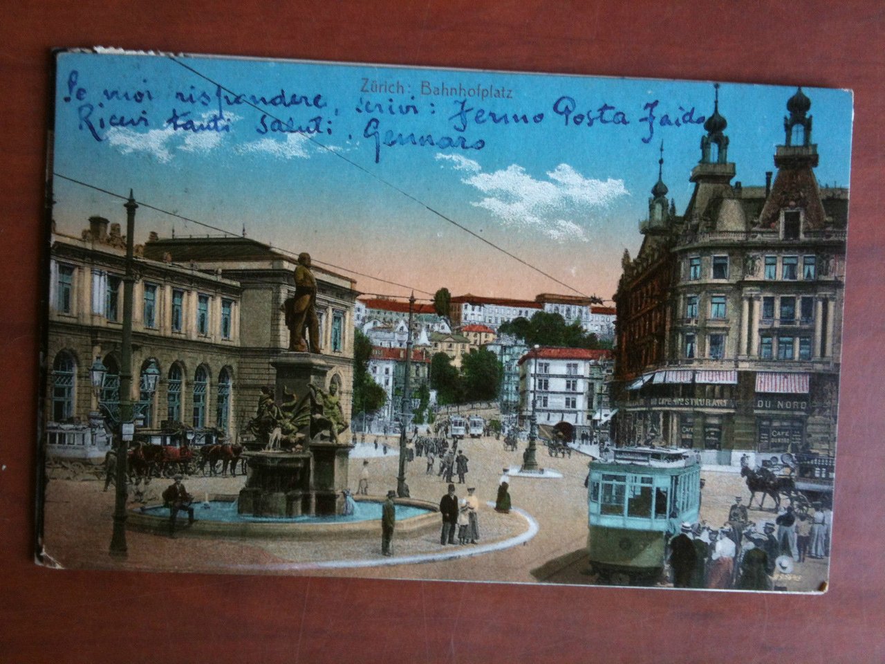 Cartolina Postkarte primi '900 Schweiz Zurich Bahnhofplaz - viaggiata