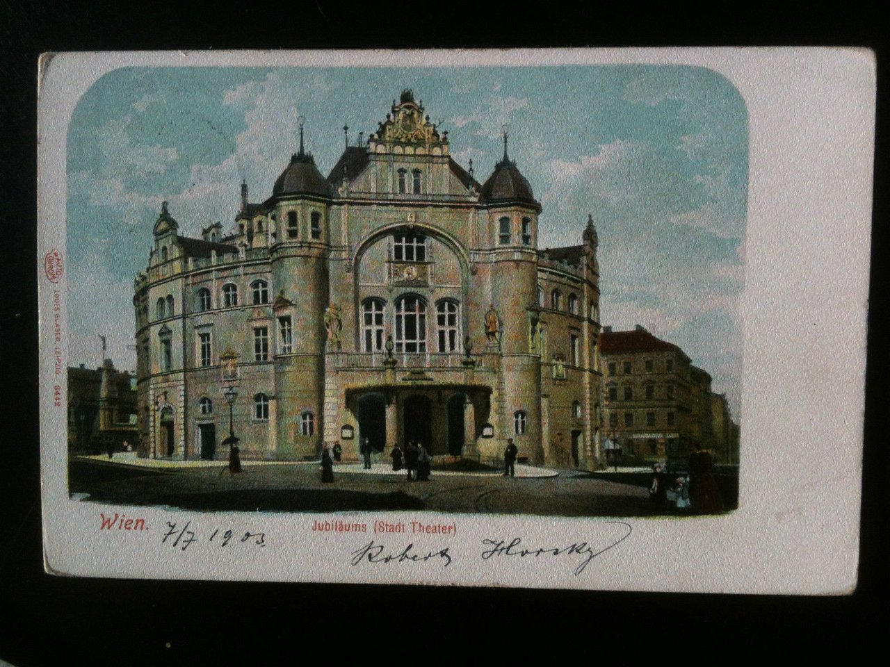 Cartolina Postkarte primi '900 Vienna/Wien Jubilaumus Stadt Theater viaggiata