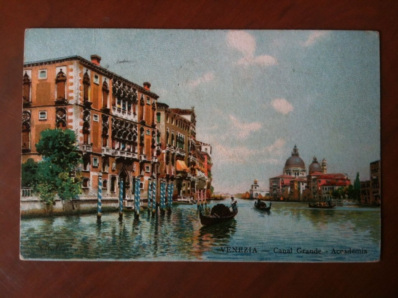 Cartolina primi '900 Venezia - Canal Grande Accademia - viaggiata