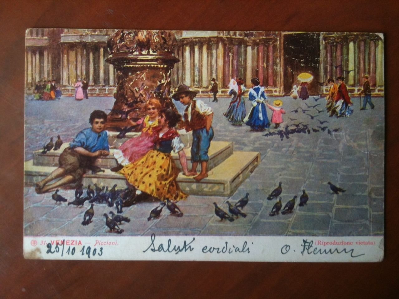 Cartolina primi '900 Venezia - Piccioni - viaggiata