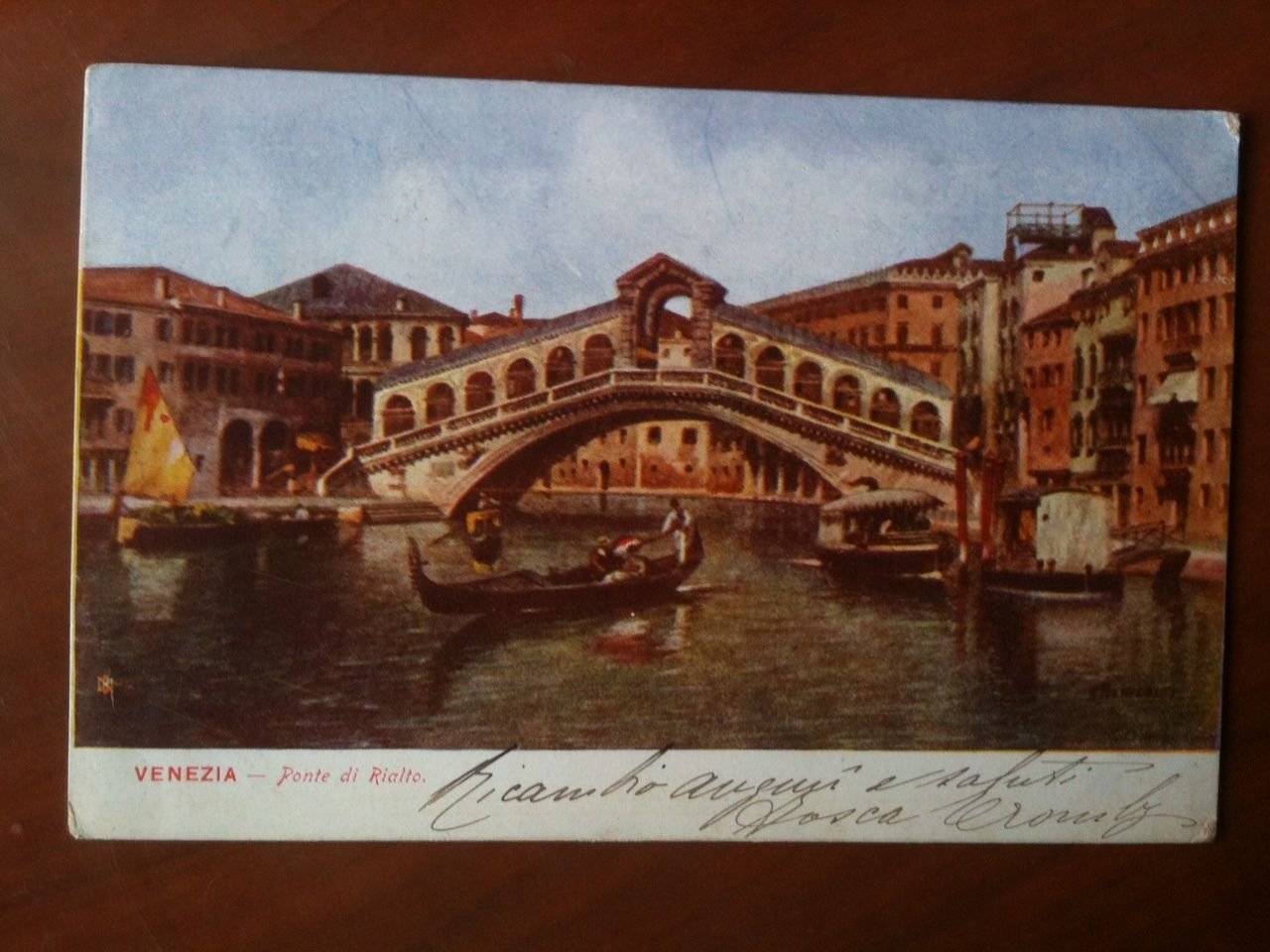 Cartolina primi '900 Venezia - Ponte di Rialto - viaggiata